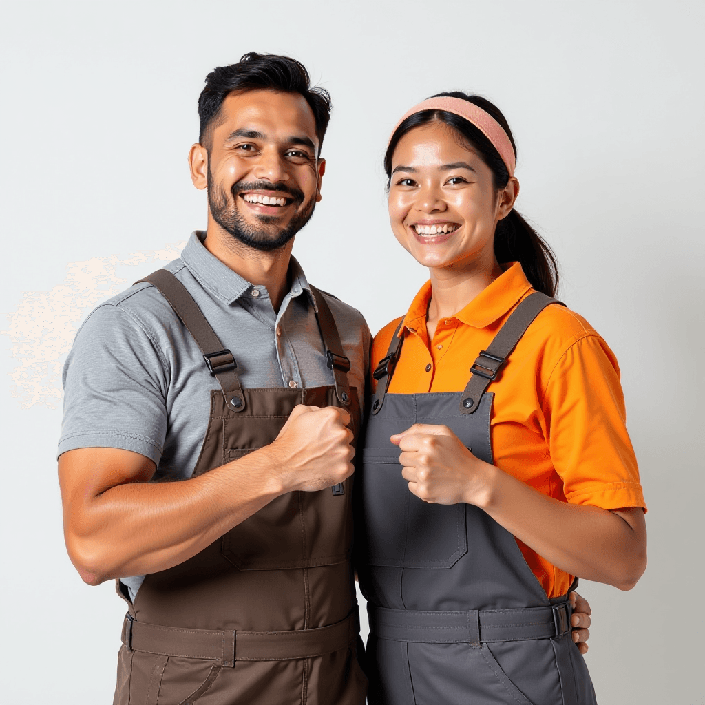 female-male-workers-wearing-work-clothes